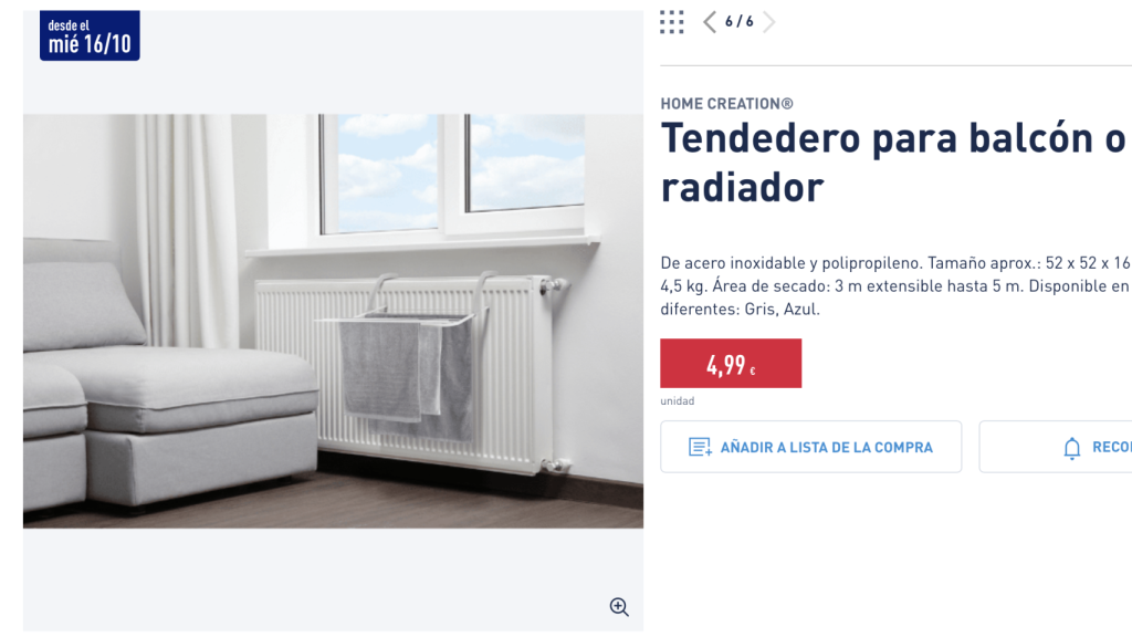 Tendedero para balcón o radiador.