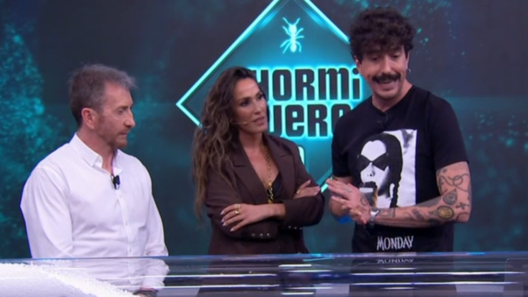 Pablo Motos, Malú y Marron, en 'El Hormiguero'