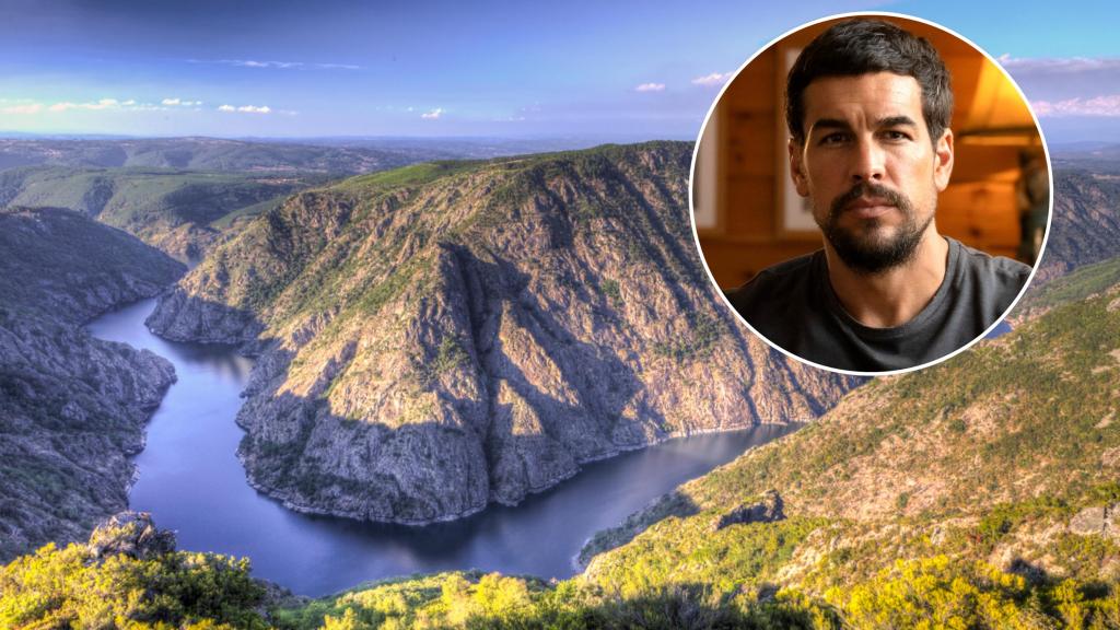 Un fotomontaje de la Ribeira Sacra y Mario Casas.