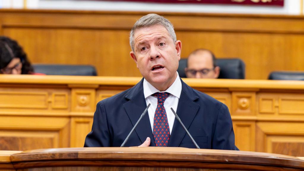 Emiliano García-Page, presidente de Castilla-La Mancha, durante su intervención en el Debate sobre el Estado de la Región.