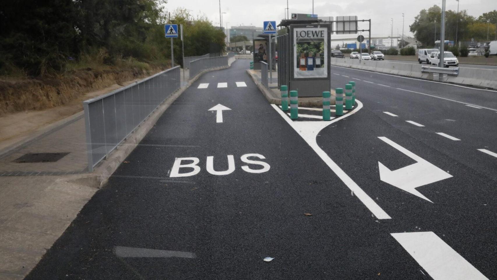 Tramo del nuevo carril bus de la EMT.