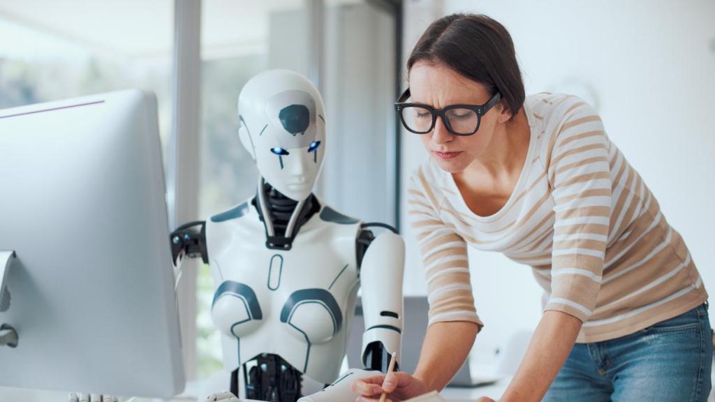 Imagen de una mujer con una inteligencia artificial