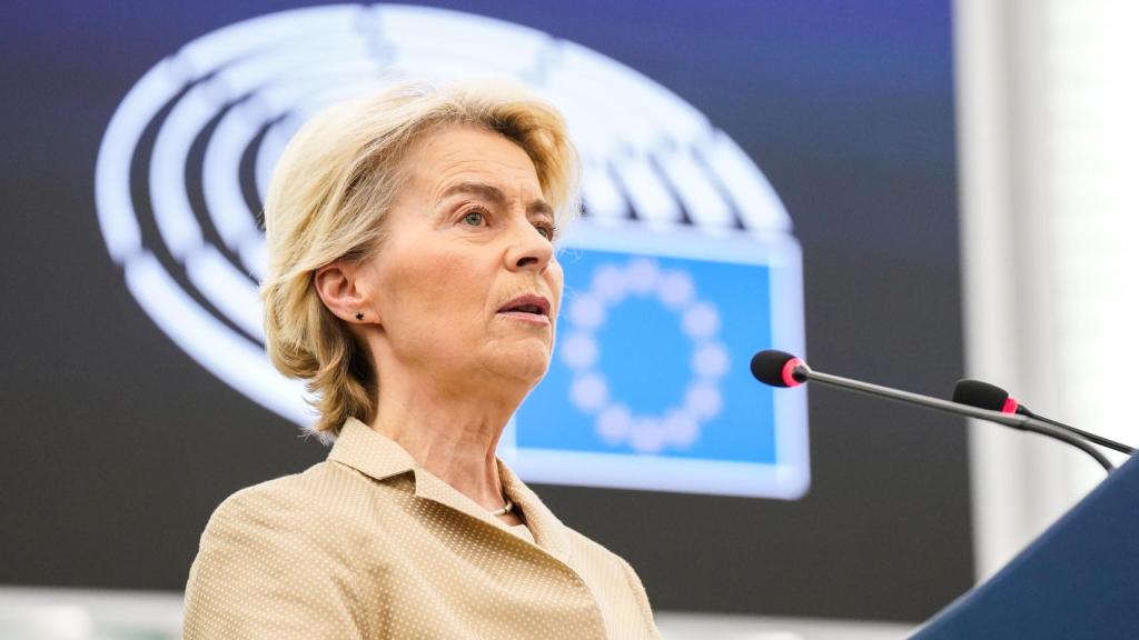 La presidenta de la Comisión, Ursula von der Leyen, durante su comparecencia ante la Eurocámara de la semana pasada