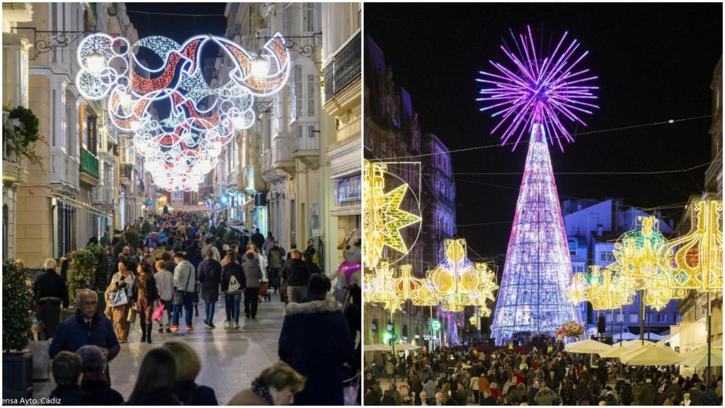 Decoración de Navidades de años anteriores en Cádiz y Vigo.