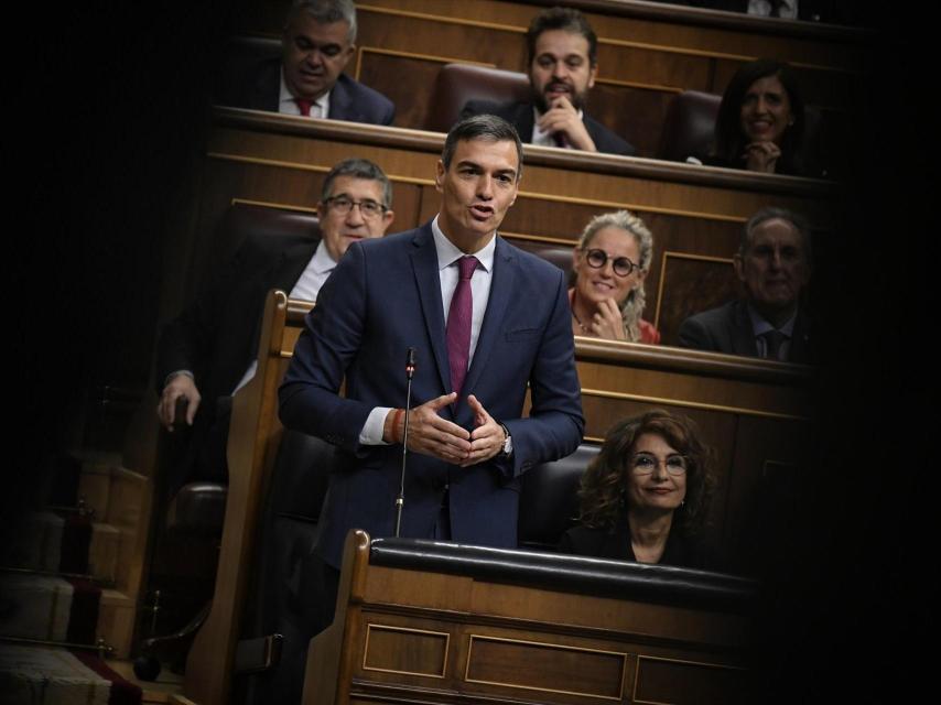 El presidente del Gobierno, Pedro Sánchez, este miércoles durante la sesión de control al Gobierno.