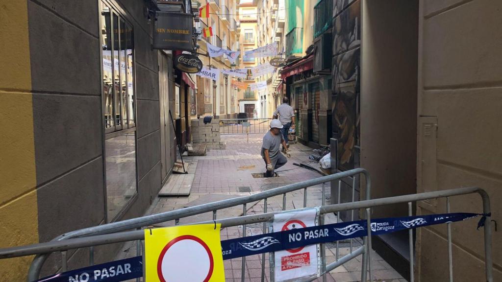 Zona de la calle de la Libertad afectada por la sima