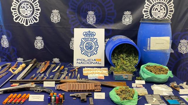 Artículos incautados en el registro de la plantación de marihuana en Paracuellos del Jiloca