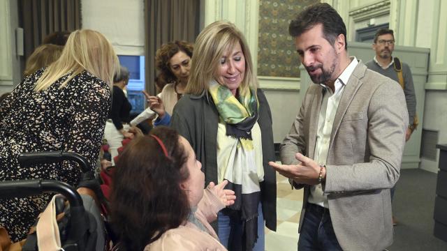 El secretario general del PSOE de Castilla y León, Luis Tudanca, en el acto con militantes celebrado este miércoles en Burgos