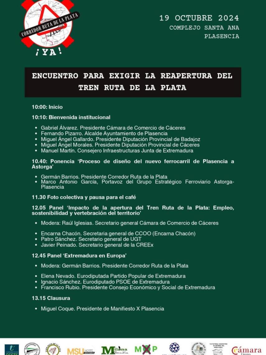 Cartel de la manifestación para la reapertura de la Ruta de la Plata