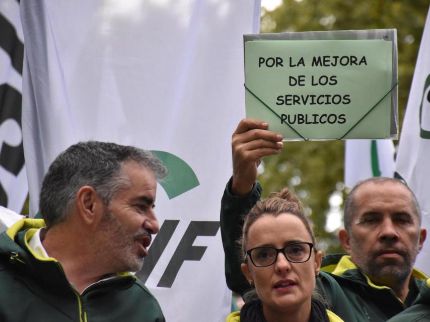 Manifestación de CSIF Castilla y León en Valladolid, con Benjamín Castro e Isabel Madruga en primer plano