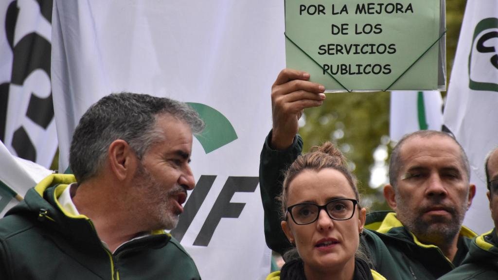 Manifestación de CSIF Castilla y León en Valladolid, con Benjamín Castro e Isabel Madruga en primer plano