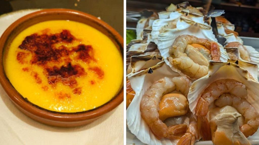 Cazuelita y tapa de marisco de A Taberna do Bispo.