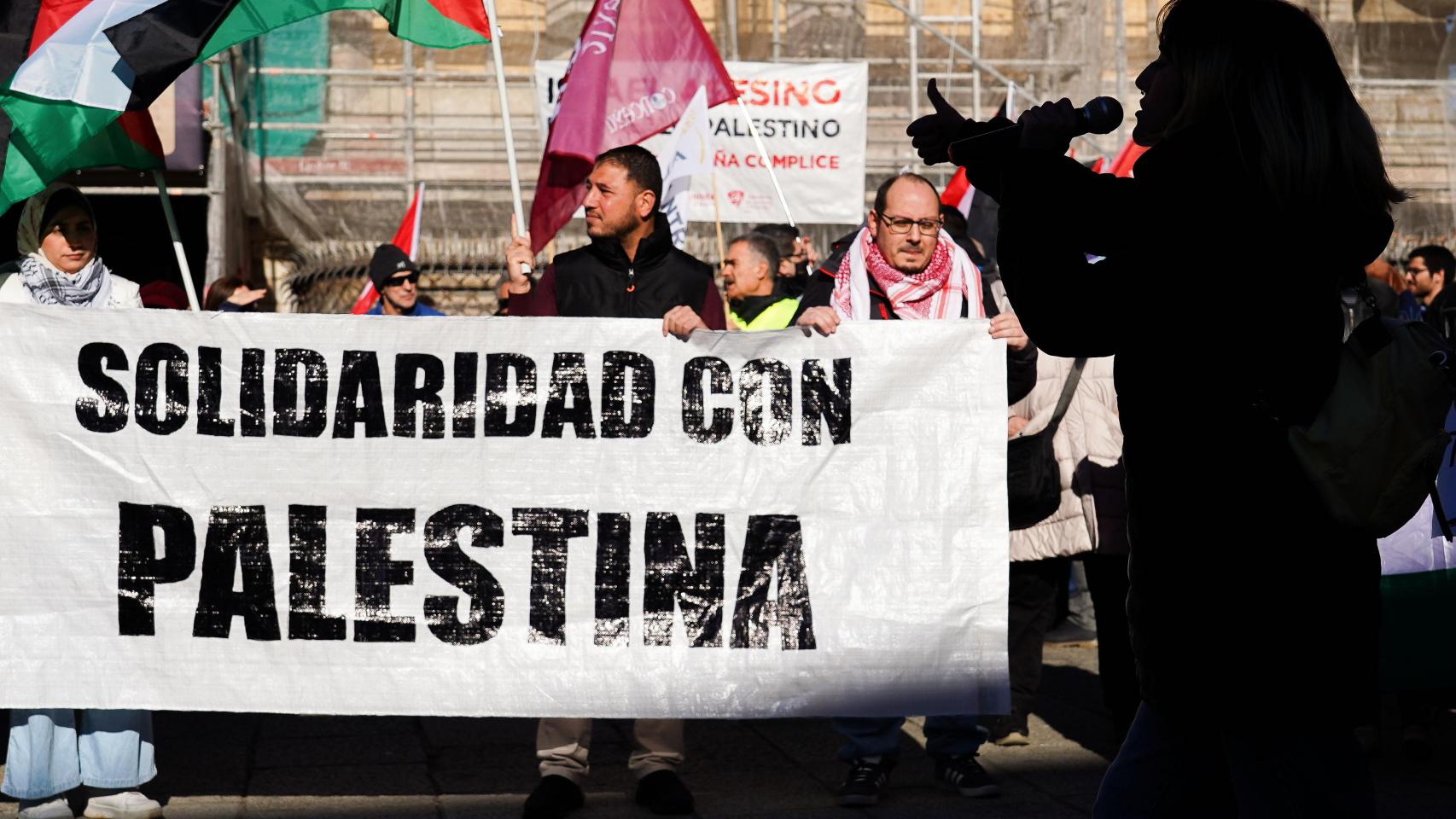 Una manifestación a favor de Palestina y contra el genocidio de Israel celebrada en León en el mes de enero