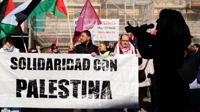 Una manifestación a favor de Palestina y contra el genocidio de Israel celebrada en León en el mes de enero