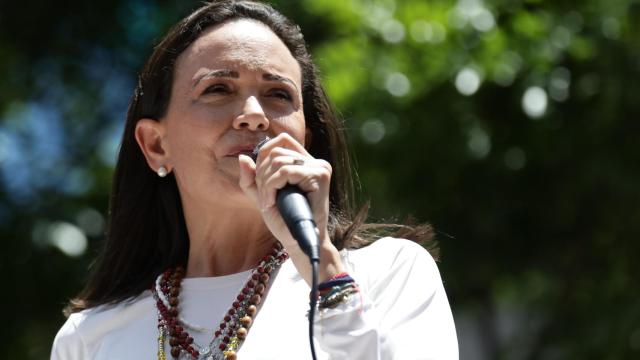 La líder opositora venezolana, María Corina Machado, en una manifestación en Caracas el pasado agosto.