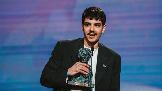 Bruno Arias, durante la recogida del premio Mestre Mateo