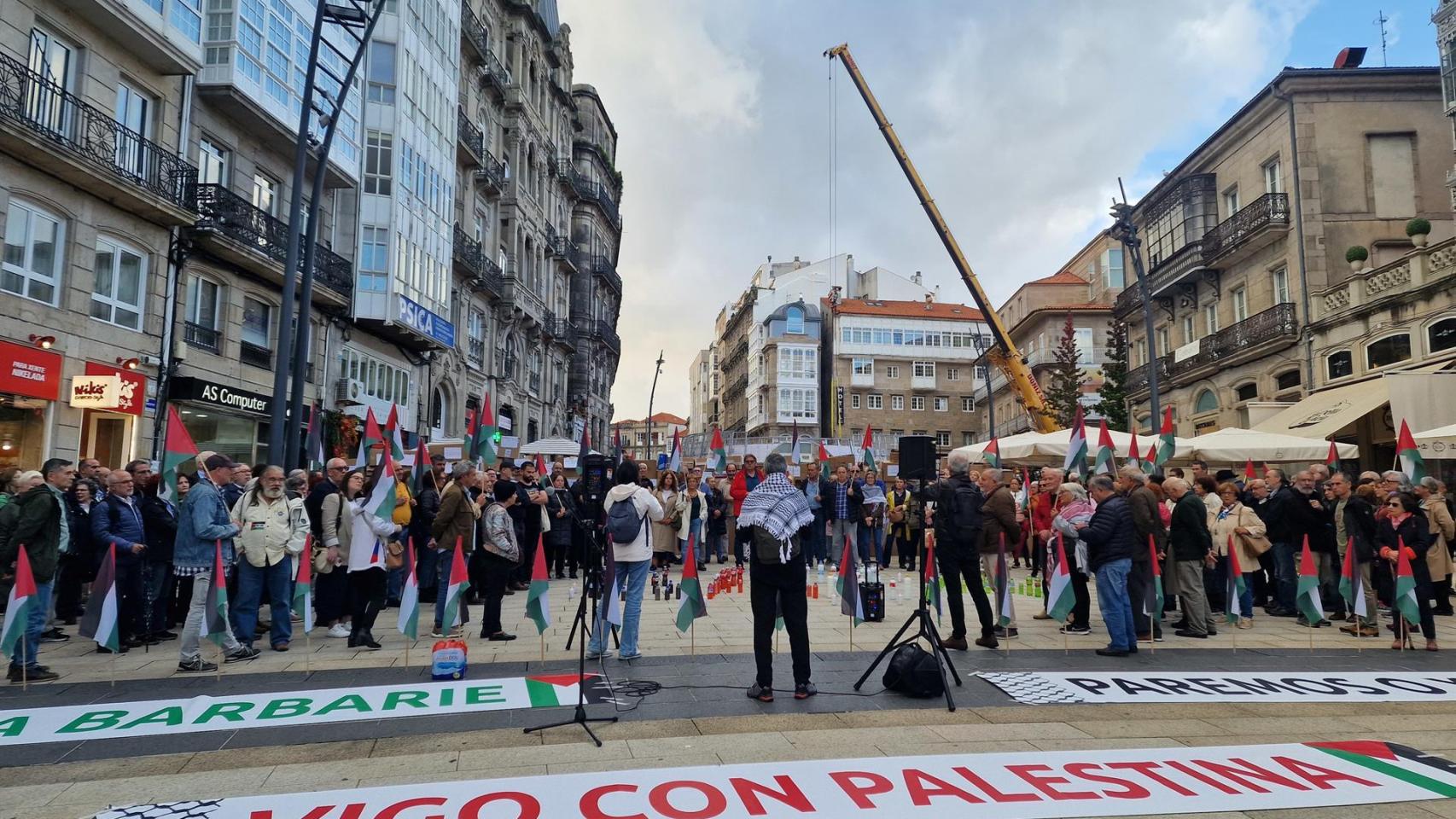 Concentración en Vigo en apoyo a Palestina, a octubre de 2024.