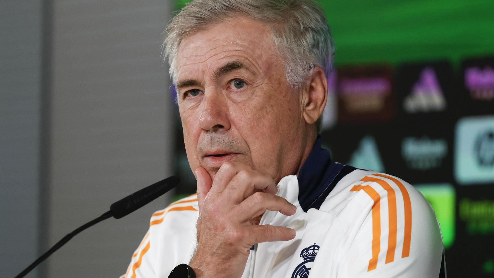 Carlo Ancelotti en la rueda de prensa previa.