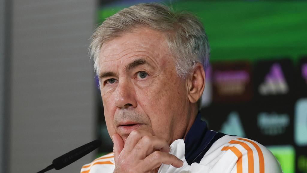 Carlo Ancelotti en la rueda de prensa previa.