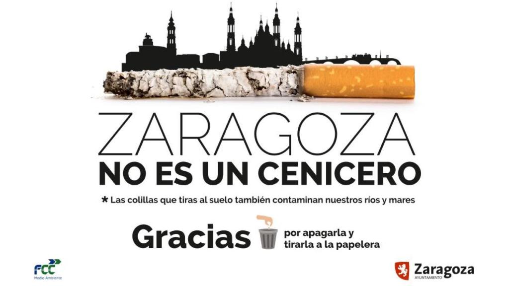 Cartel de la campaña de concienciación 'Zaragoza no es un cenicero'.