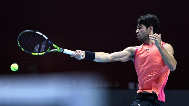 Alcaraz, durante el partido contra Nadal.