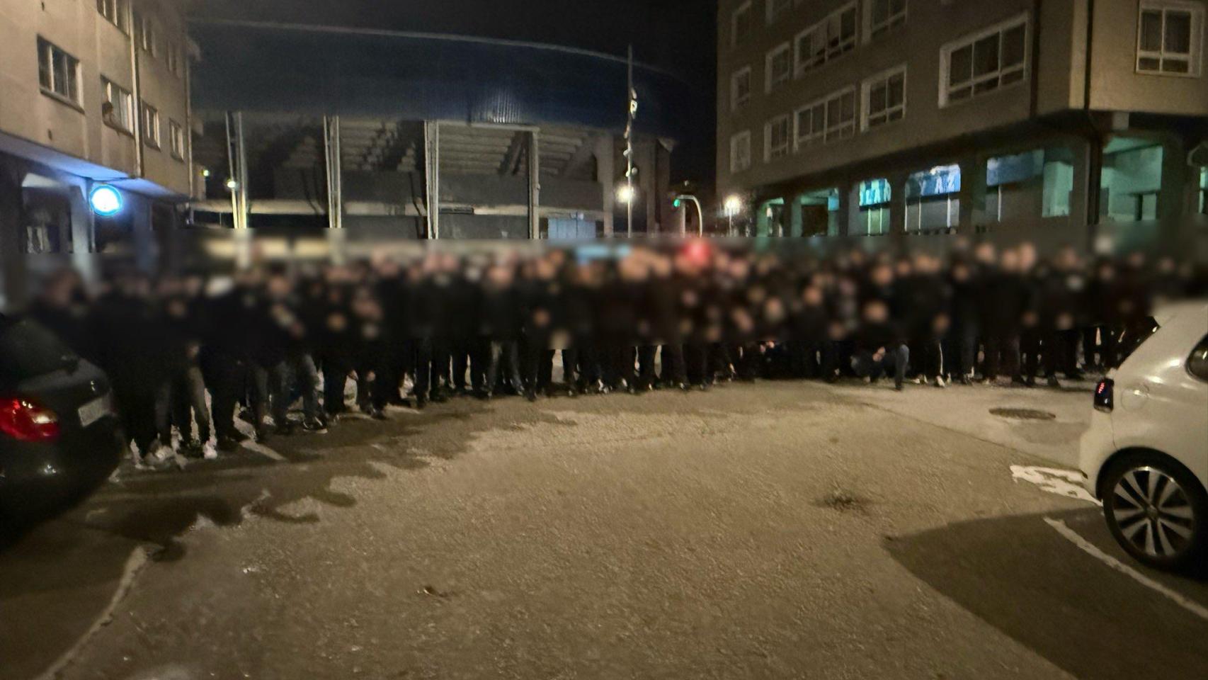 El Frente Bokerón el viernes 5 de octubre en las afueras de Riazor.