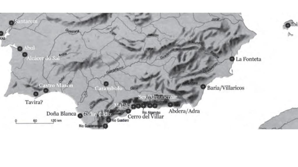 Principales centros fenicios en la Península Ibérica.