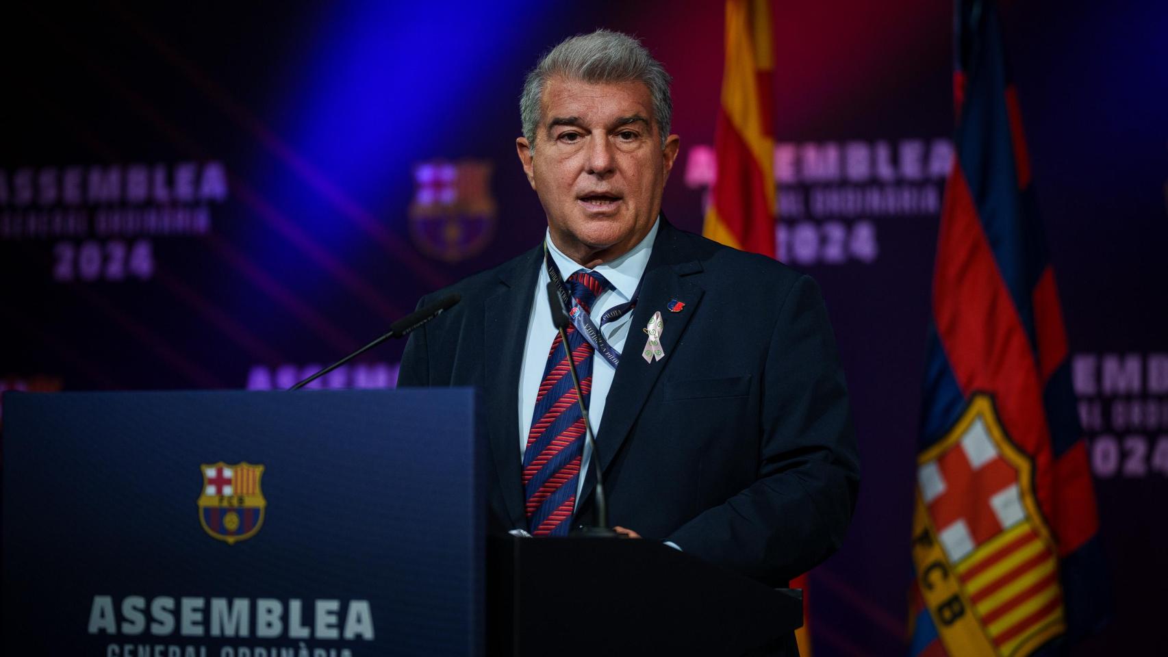 Joan Laporta, en la Asamblea General Ordinaria del FC Barcelona