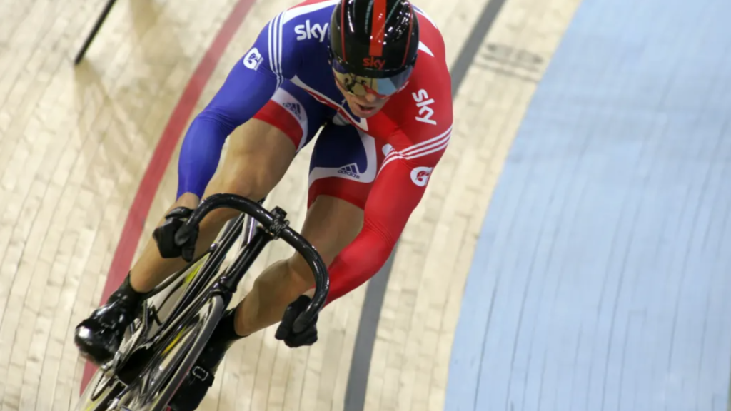 Chris Hoy, durante una prueba de ciclismo en pista.