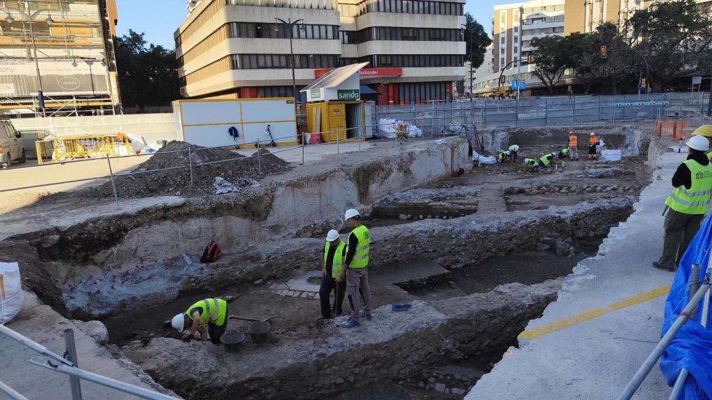 Otra imagen de los trabajos arqueológicos del Metro de Málaga.