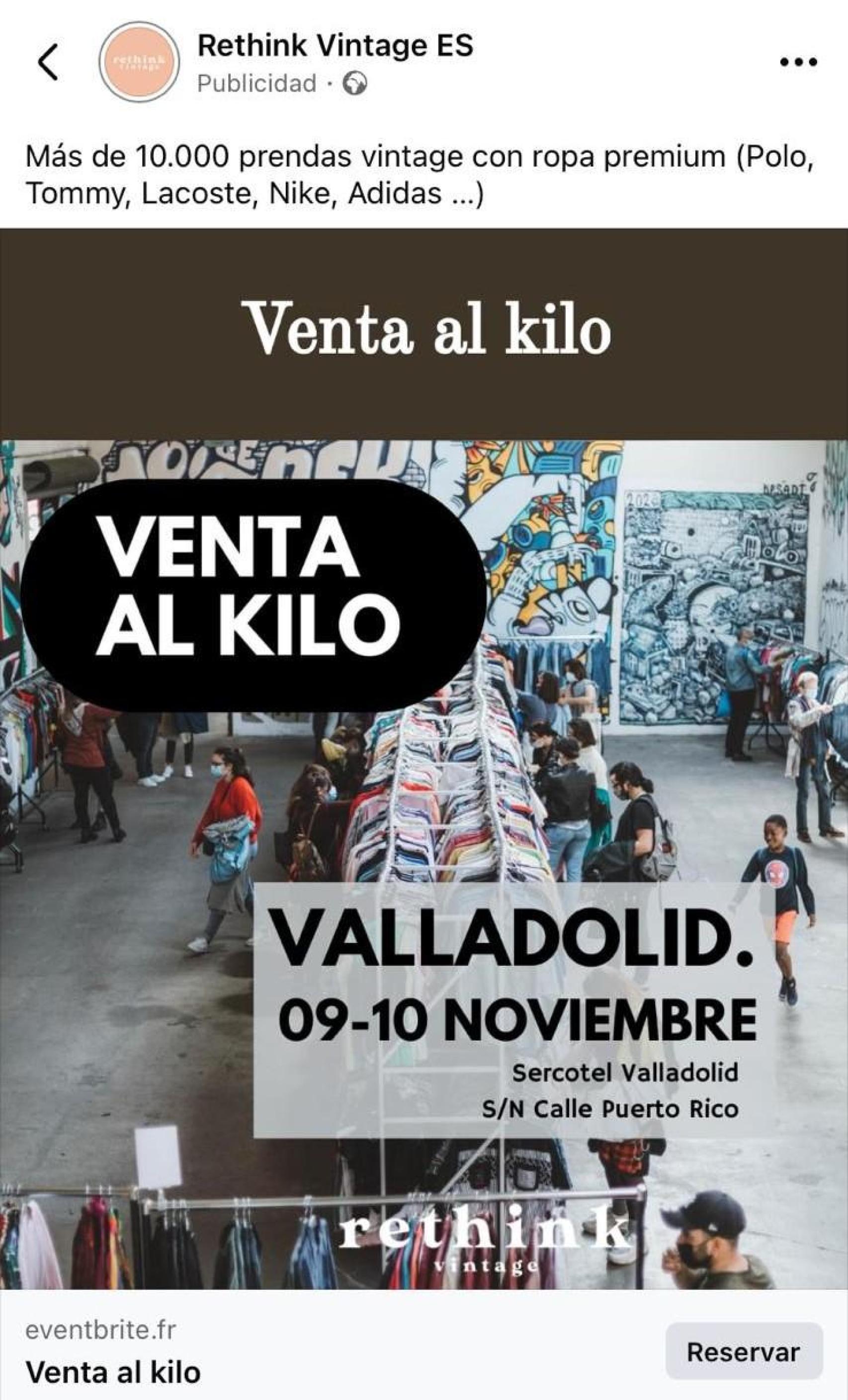 Cartel del mercado de venta al kilo en Valladolid