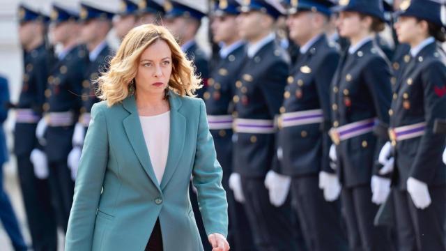 La primera ministra italiana, Giorgia Meloni, este lunes en el Palazzo Chigi.