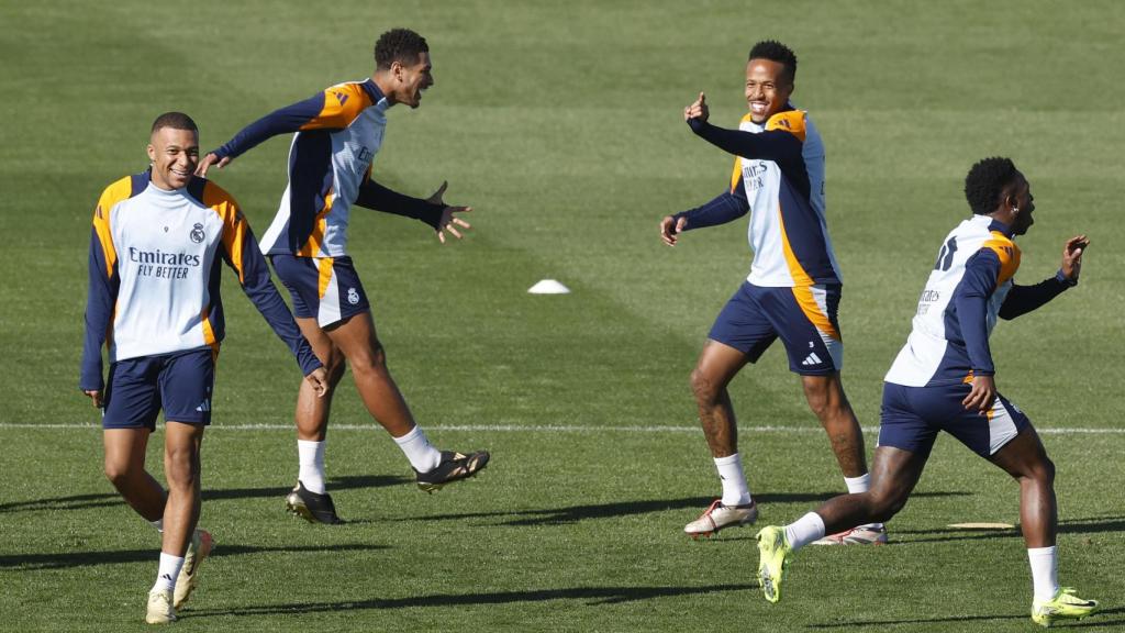 Los jugadores del Real Madrid, durante un entrenamiento.