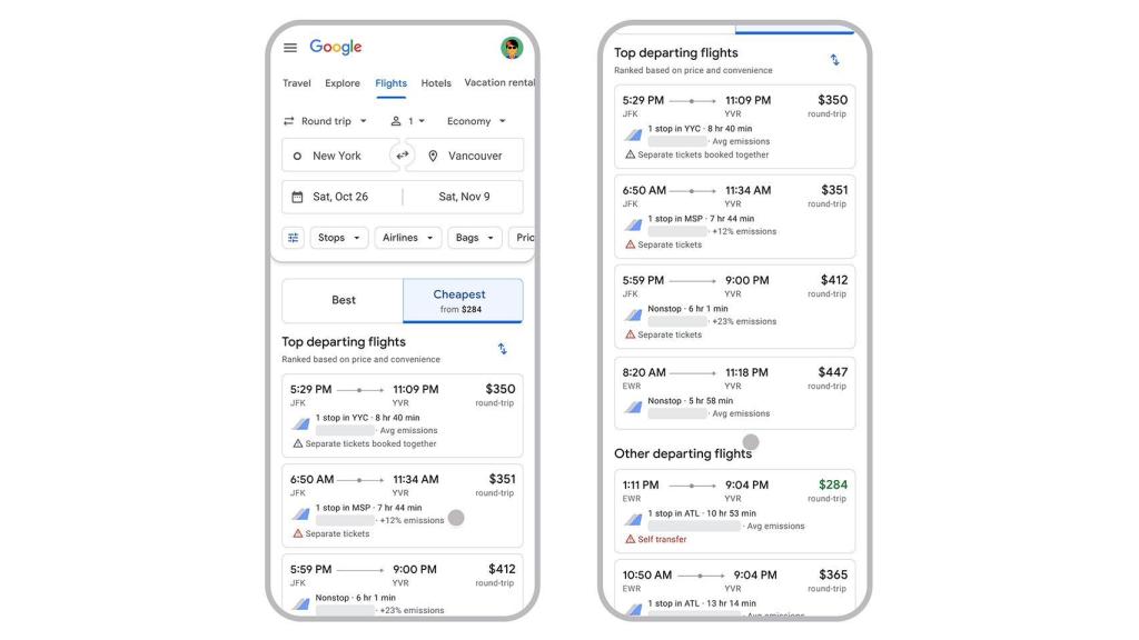 La nueva pestaña de Google Flights