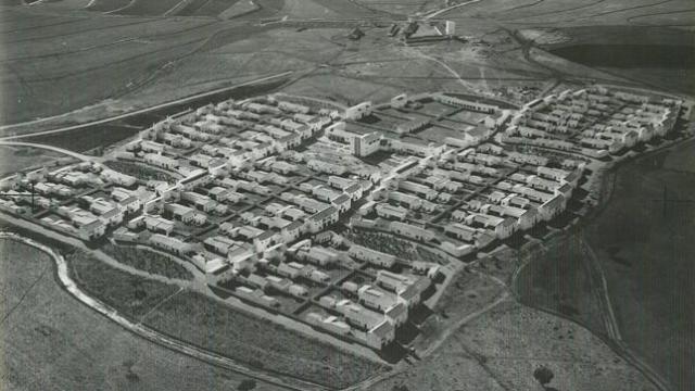 Vista aérea del pueblo de colonización de Villalba-Calatrava.