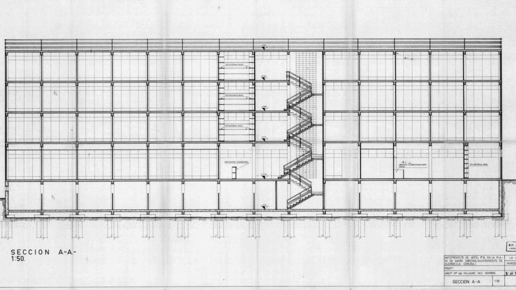 Imágenes del proyecto recogidas en material anexo del libro: CARREIRO OTERO, M., LÓPEZ GONZÁLEZ, C., 2022. Milagros Rey Hombre, 1930-2014: memorias y proyectos de una arquitecta pionera. San Vicente del Raspeig: ECU