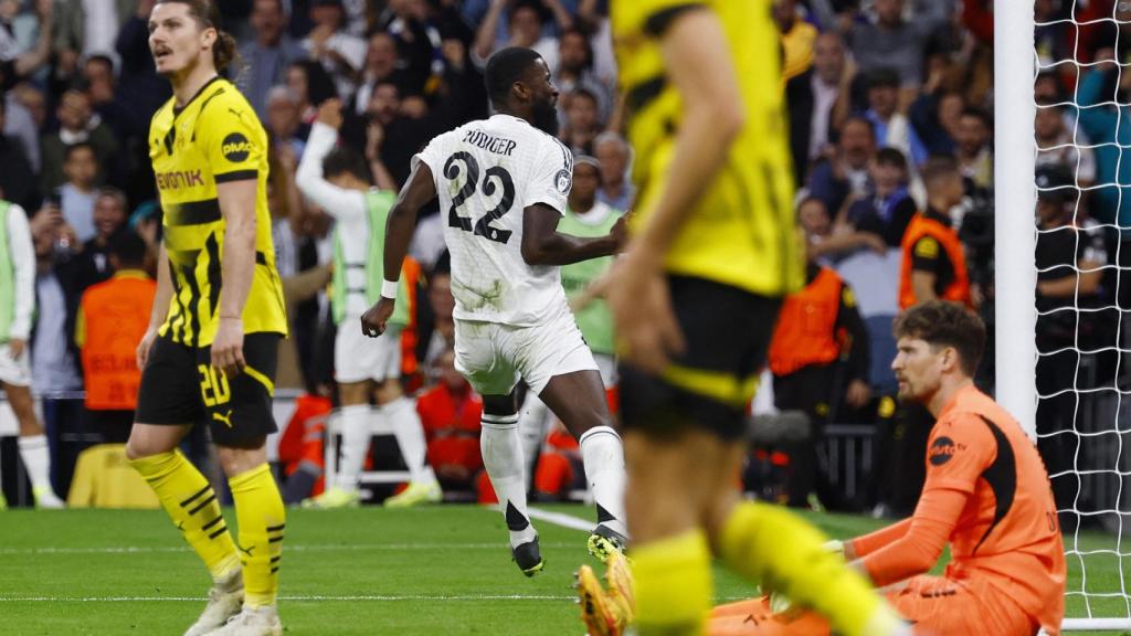 Rüdiger celebra su gol contra el Borussia Dortmund