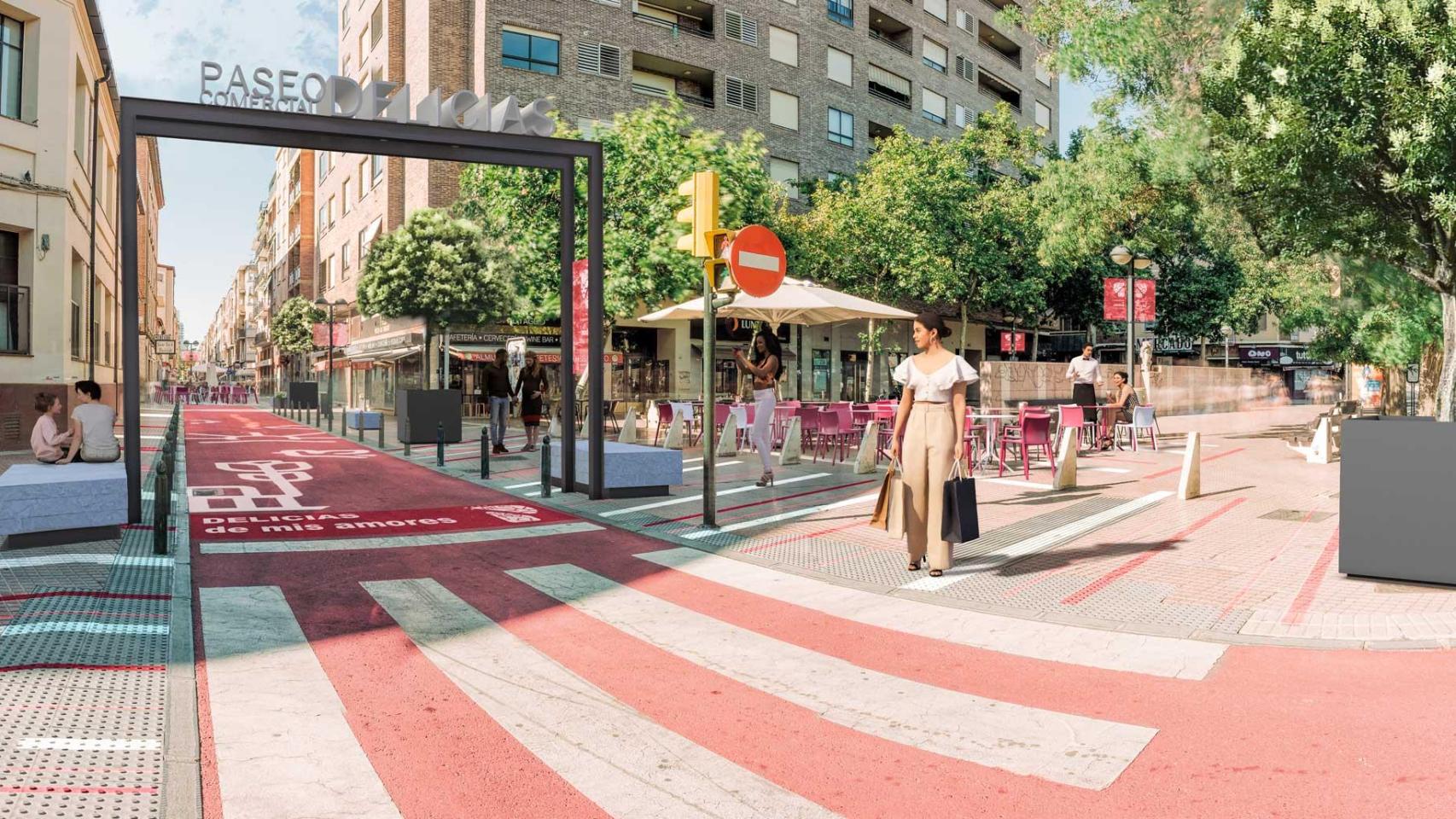 Recreación de la calle Delicias dentro del Plan de Comercio.