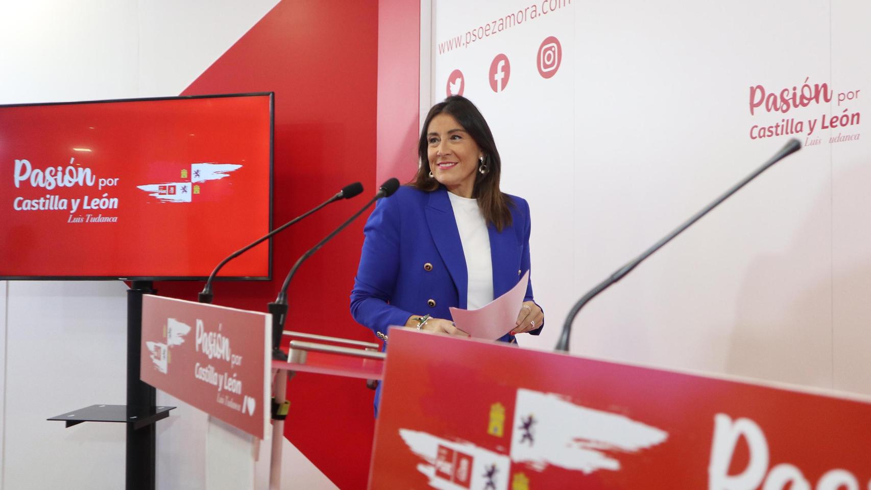 La secretaria de Organización del PSOE de Castilla y León, Ana Sánchez, antes de su intervención de este martes en Zamora