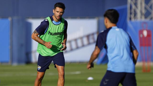 Nelson Monte durante un entrenamiento con el Málaga