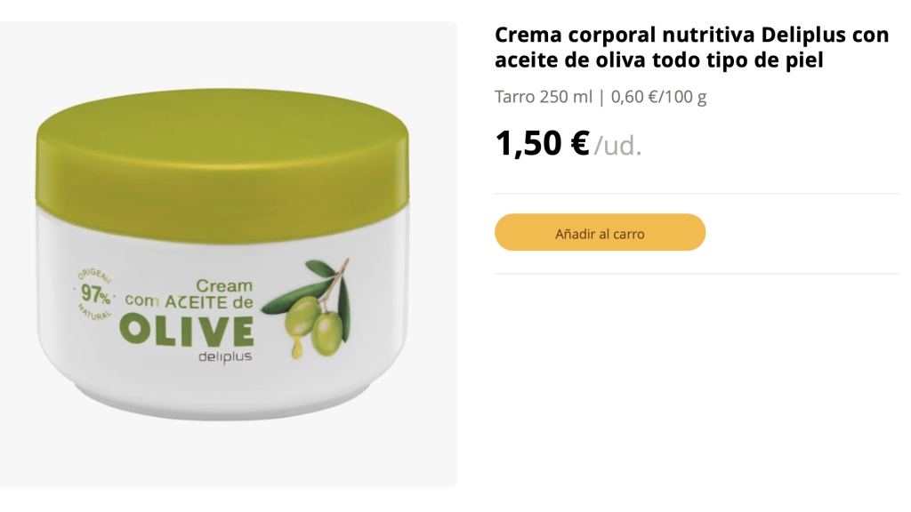 Crema corporal con aceite de oliva.