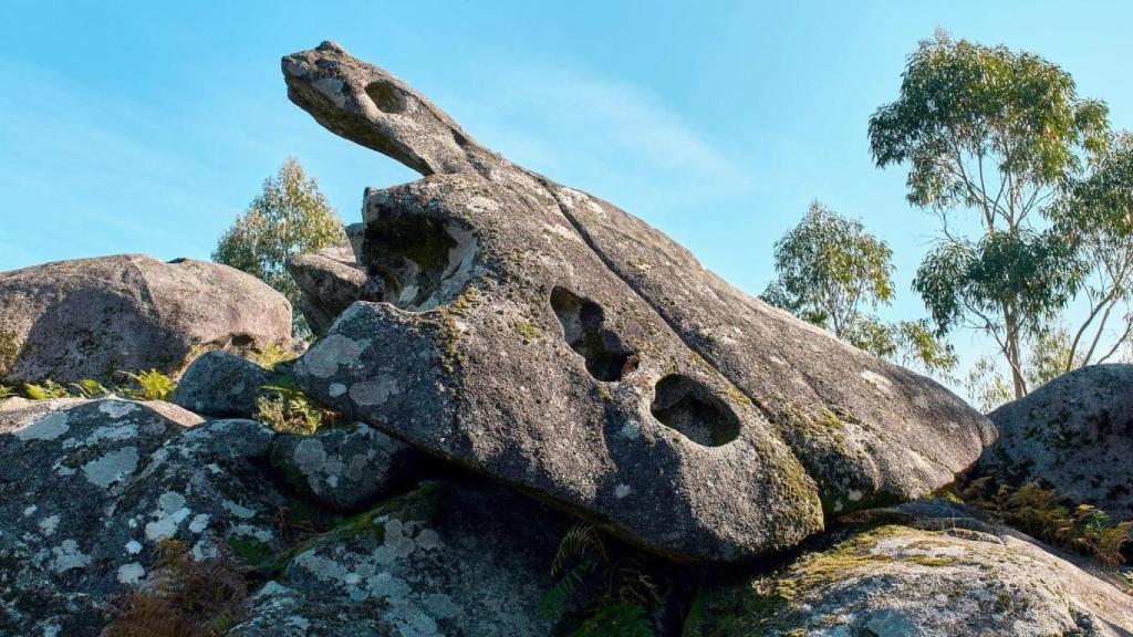 Escultura pétrea en forma de tortuga en el mirador de Poio