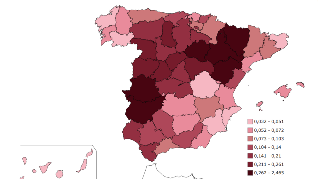 Captura de pantalla del INE del nombre Jara en España.