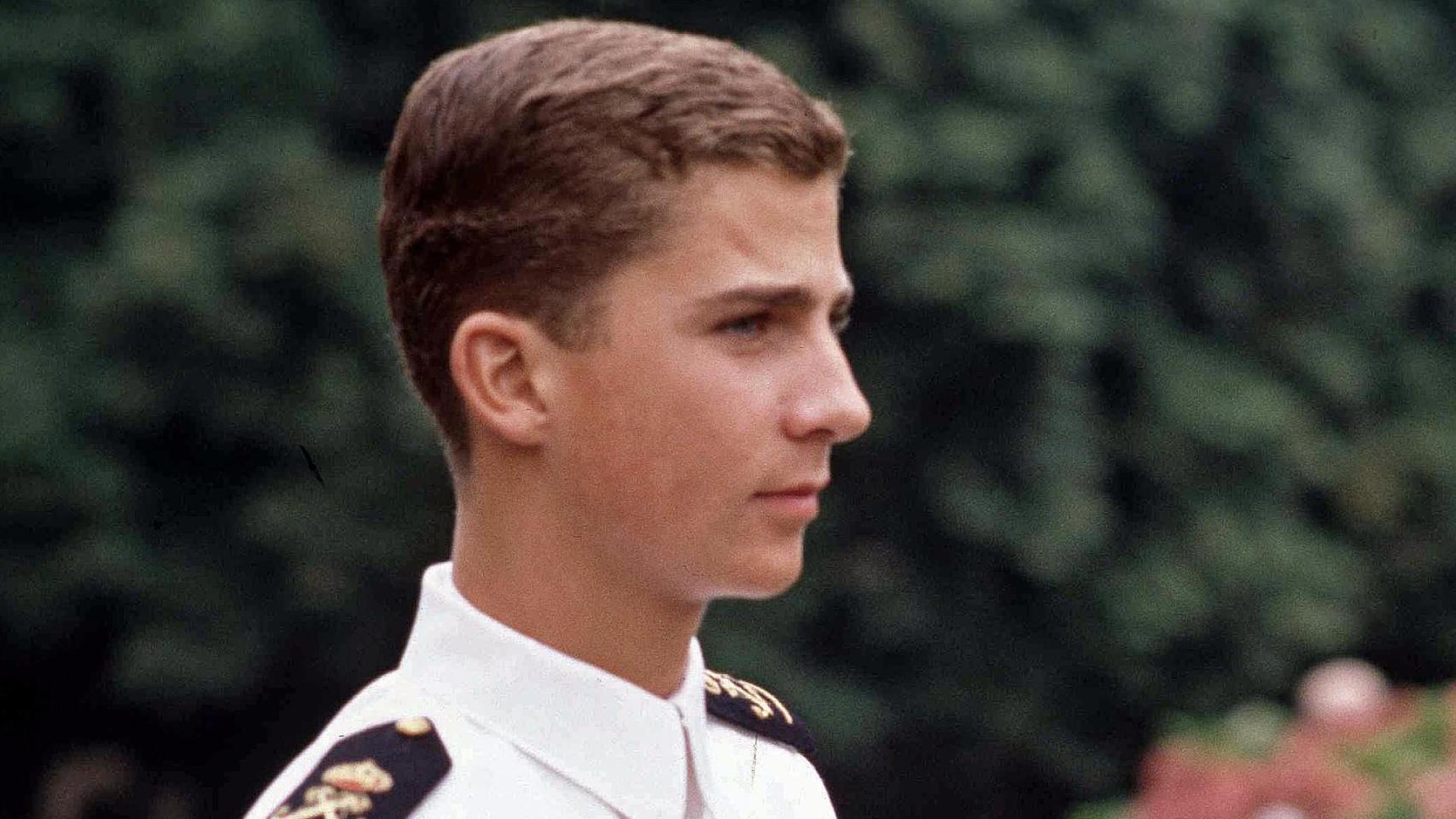 Felipe VI en una imagen de 1986, en su carrera militar en la Escuela Naval de Marín.