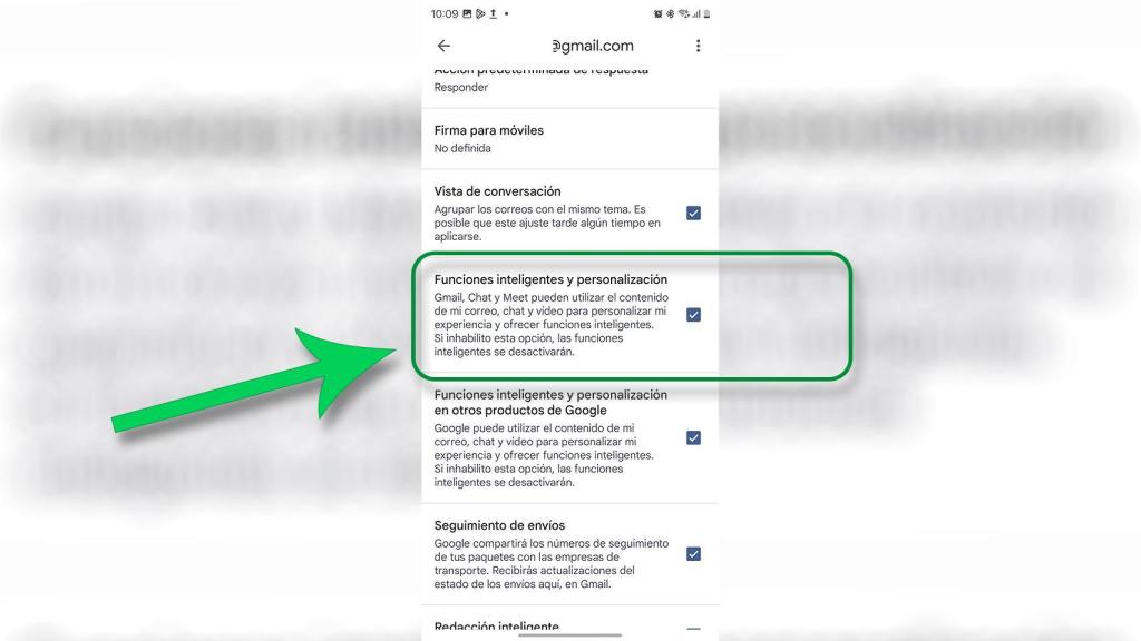 El ajuste que ha de estar activo en Gmail