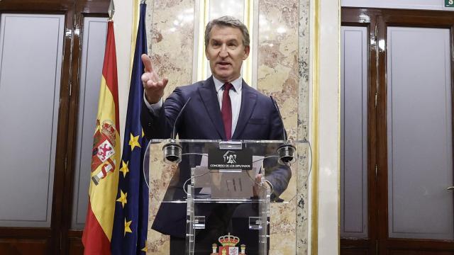 El líder del PP, Alberto Núñez Feijóo, este miércoles en el Congreso.