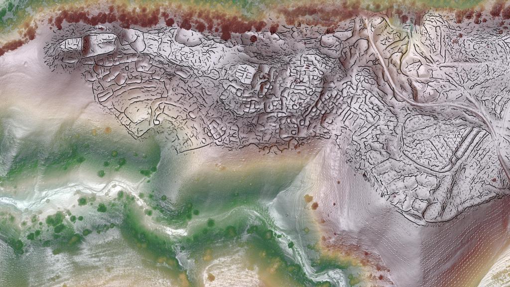 Planta de la ciudad de Tugunbulak reconstruida a través de imágenes LiDAR.