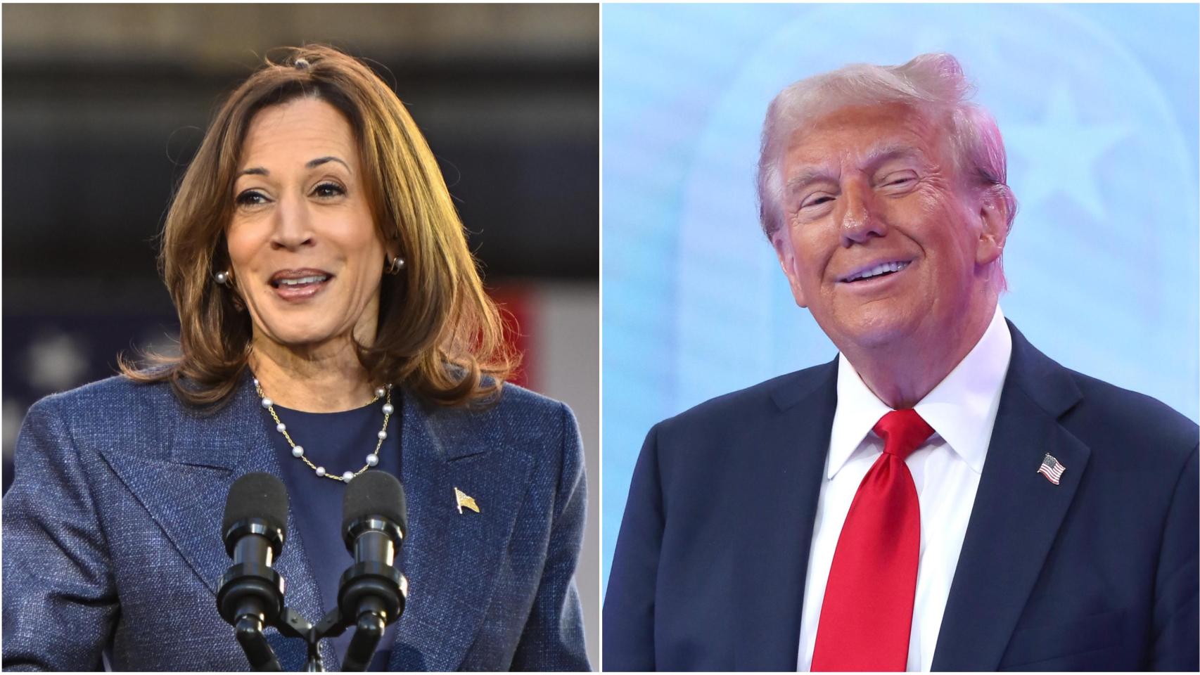 Kamala Harris y Donald Trump, en un mitin.