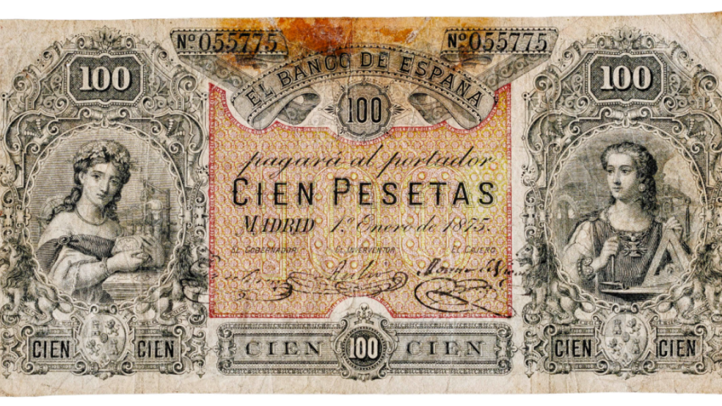 Billete de 100 pesetas que se subasta en Aureo & Calicó.