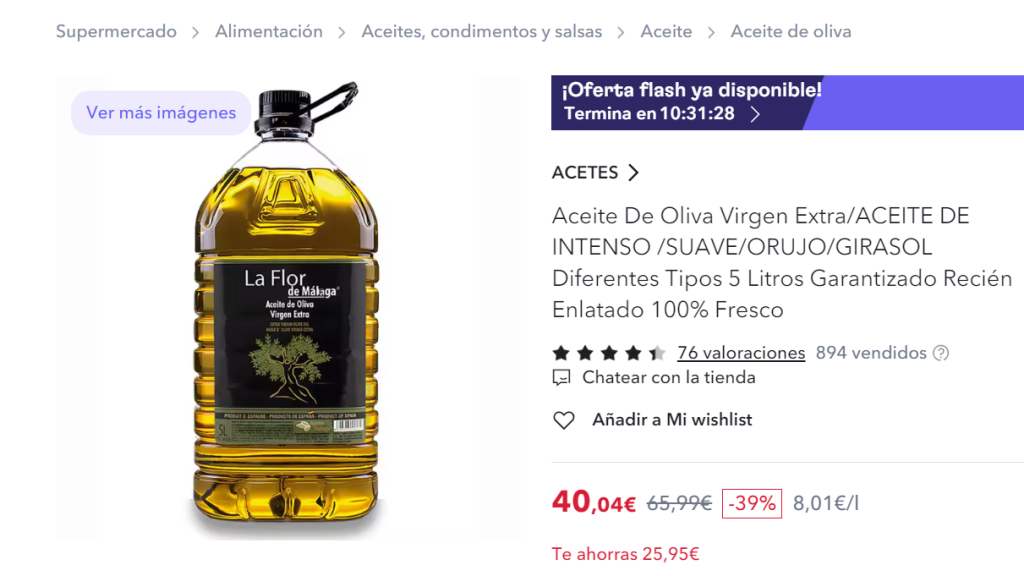 Aceite de oliva virgen extra.